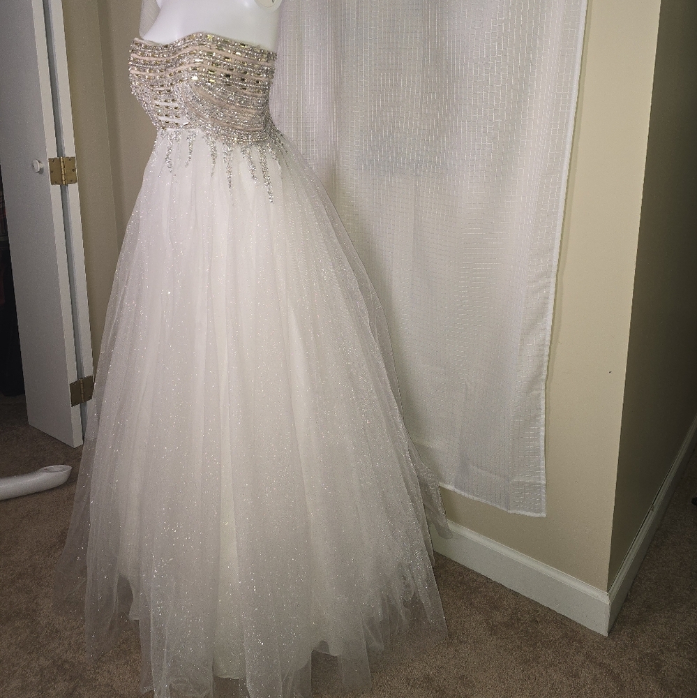 Sparkley Tulle Strapless Beaded Ball Gown